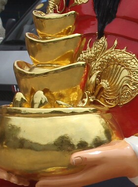 好货厂家直销树脂玻璃钢佛像1米8元宝财神树脂玻璃钢财神爷聚宝盆
