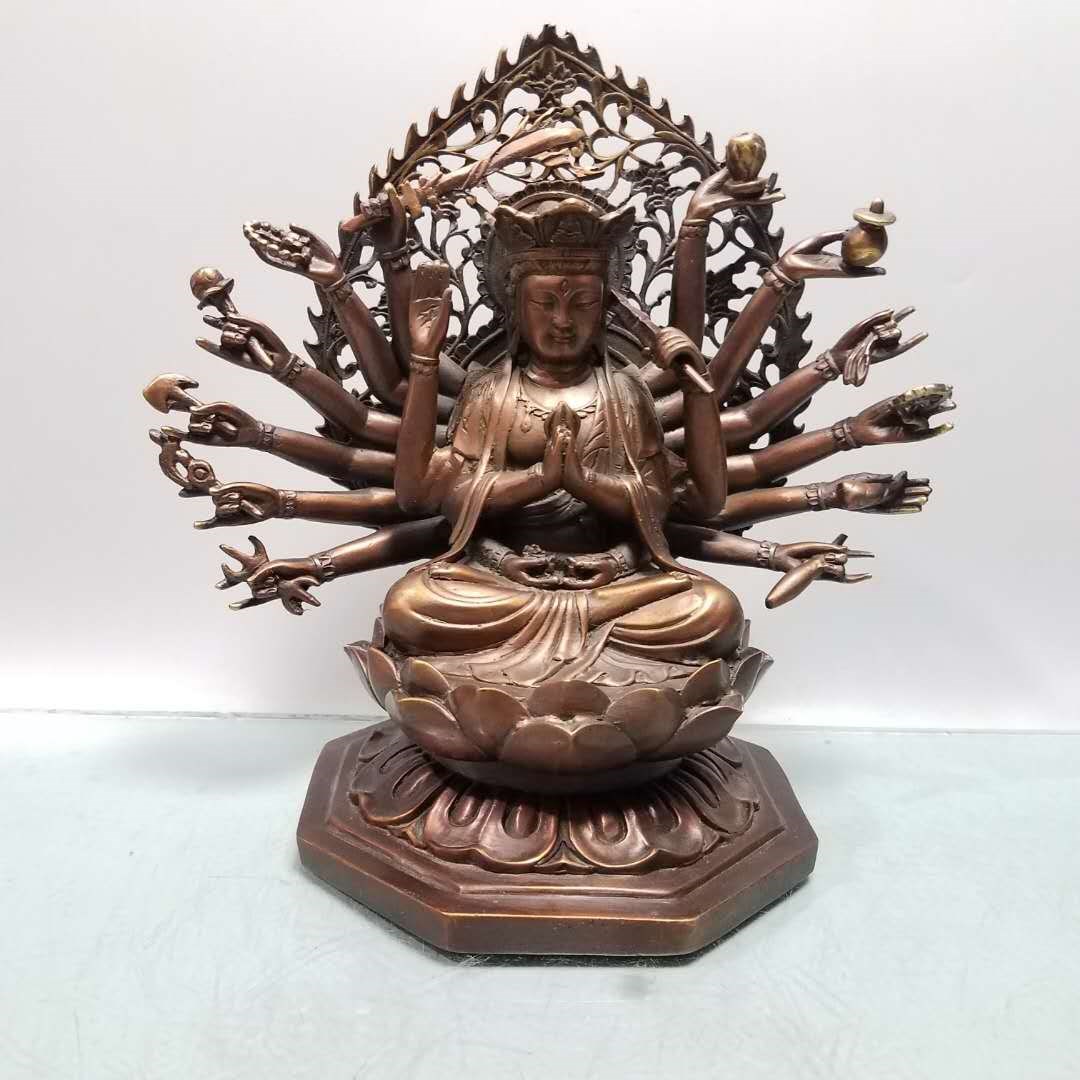 好货新十八臂准提母佛像摆件纯铜千手观音菩萨客厅家居供奉办公室