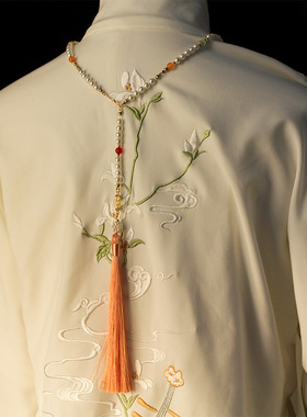 极速配马面裙的璎珞汉服背云软长版项链流K苏珍珠项圈明制晚古风