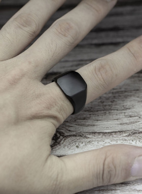 极速2021 Fashion Simple Style Black Square Ring ClassiZc Rin