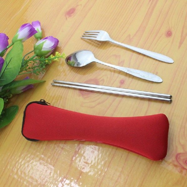 新品Hot Sale 3Pcs/set Stainless Steel Dinner Set Portable-图2