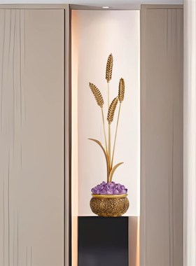 乔迁新居礼物麦穗聚宝盆招财w玄关装饰摆件客厅轻奢高档电视柜摆