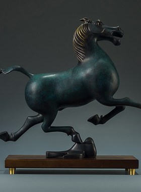 青铜器铜马摆h件生肖马踏飞燕工艺品马到成功仿古摆件铜奔马开业