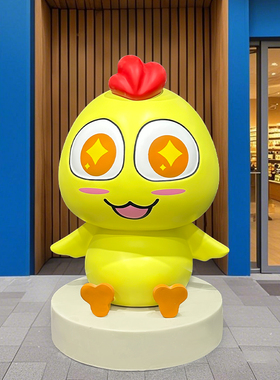 卡通公鸡雕塑炒鸡店面吉祥物摆件