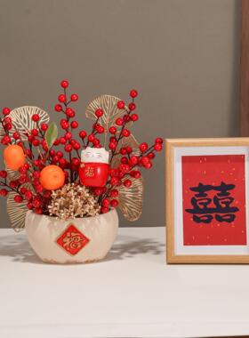 中式花盆摆件客厅装饰品电