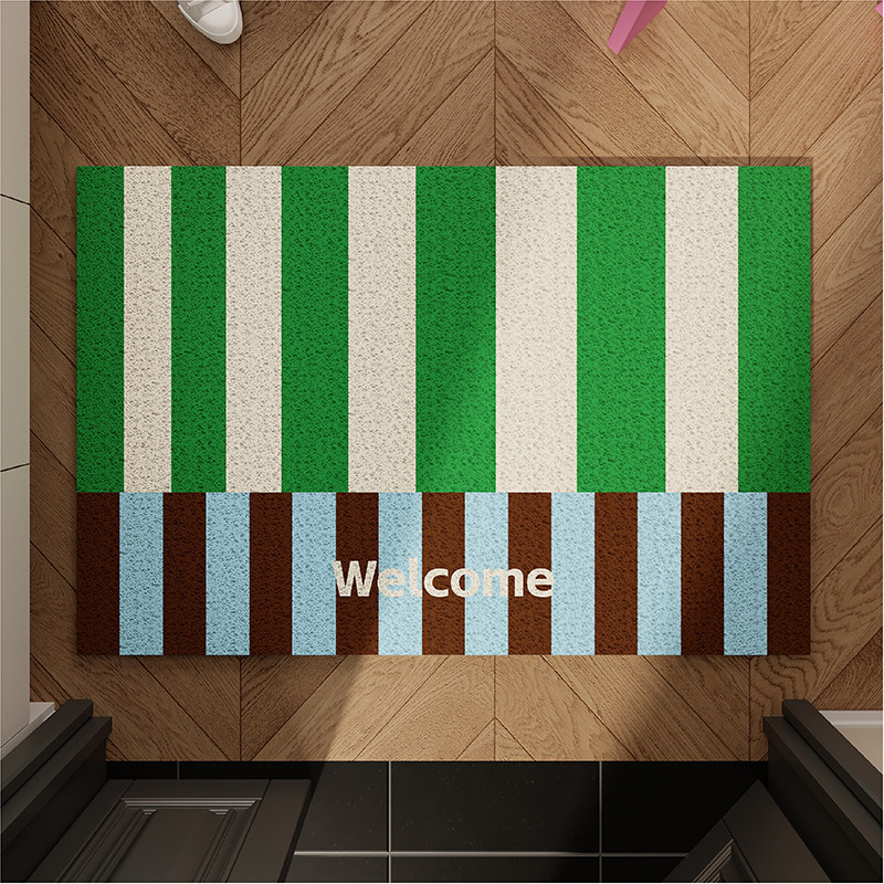 复古条纹多巴胺撞色丝圈地垫入户门垫防滑耐脏毯玄关门口进门脚垫,淘宝优惠券,粉丝福利购,淘宝优惠卷