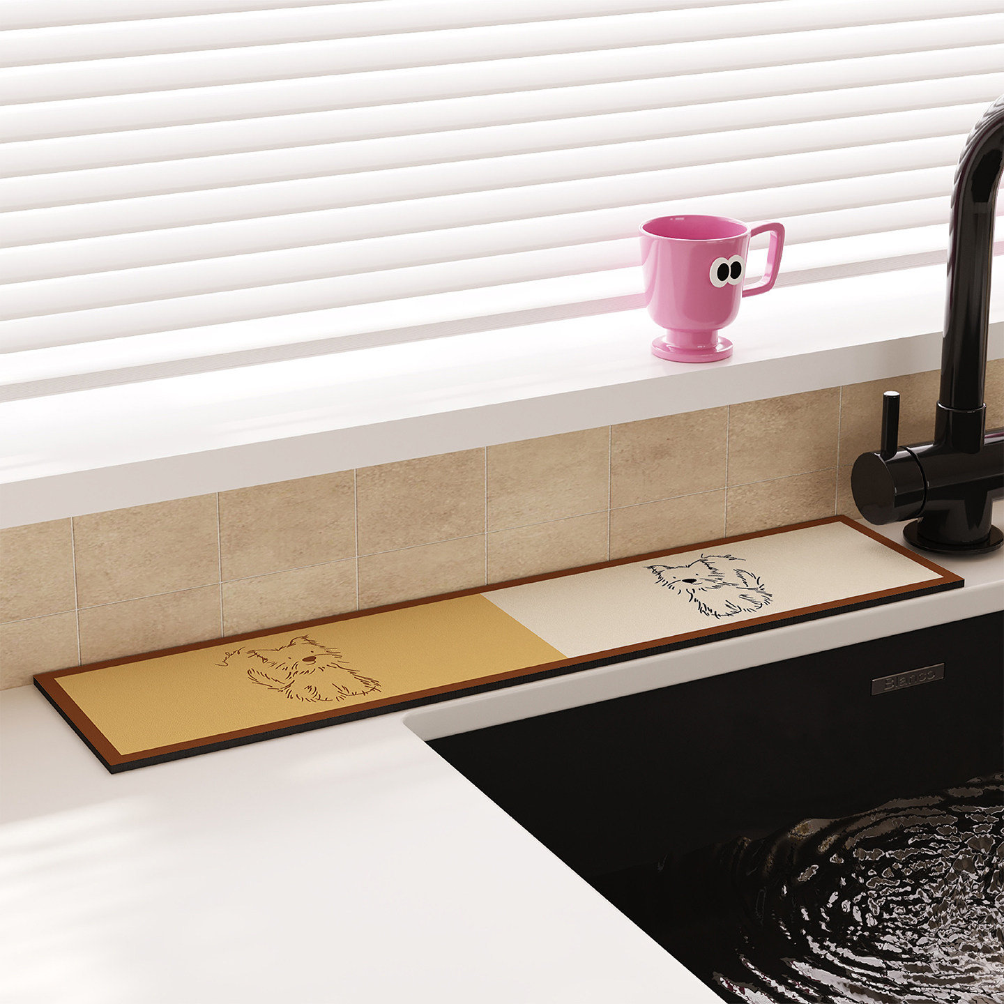 复古简约卡通小狗水龙头吸水垫厨房卫生间洗手台窄边硅藻泥沥水垫,淘宝优惠券,粉丝福利购,淘宝优惠卷