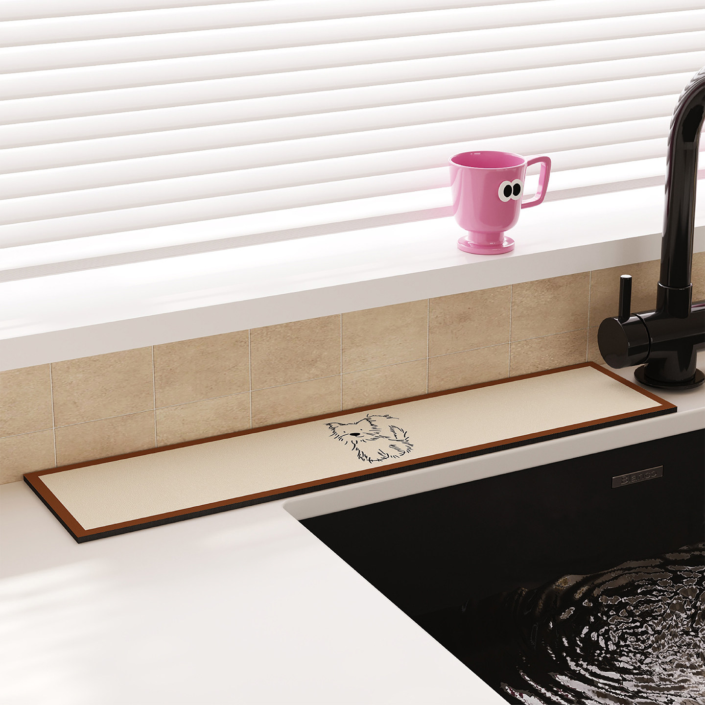 复古简约卡通小狗水龙头吸水垫厨房卫生间洗手台窄边硅藻泥沥水垫,淘宝优惠券,粉丝福利购,淘宝优惠卷