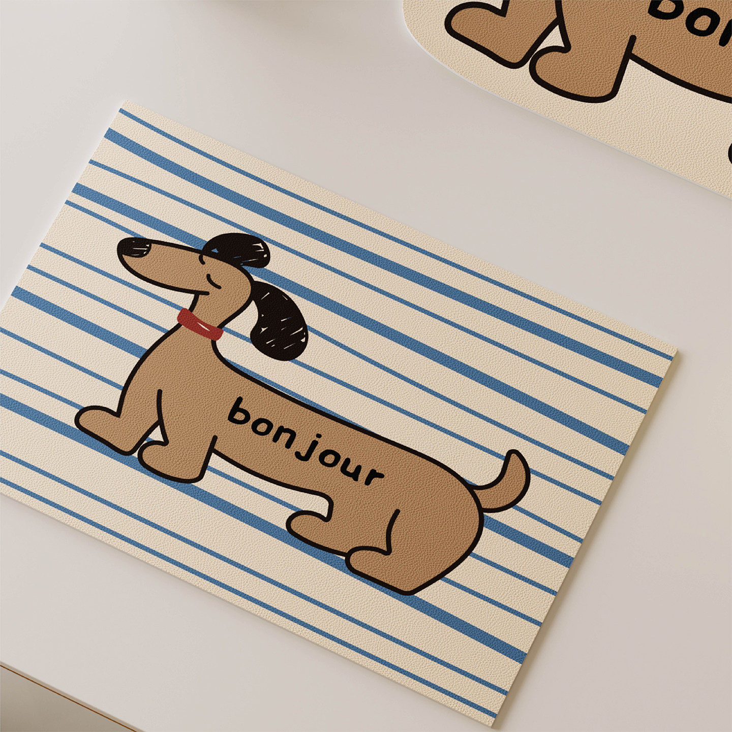 法式花花小狗西餐垫皮革防水防油防烫免洗高级感隔热桌垫小块杯垫,淘宝优惠券,粉丝福利购,淘宝优惠卷