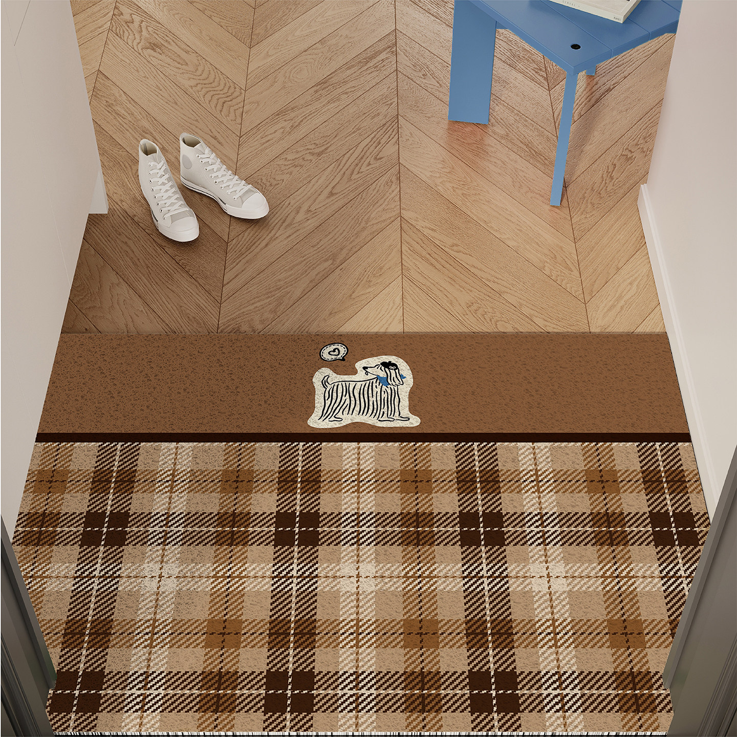 复古英伦风小狗入户地垫丝圈防滑耐脏脚垫进门玄关门口地毯可裁剪,淘宝优惠券,粉丝福利购,淘宝优惠卷