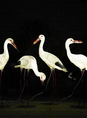 户外花园假山仿真仙鹤玻璃钢雕塑白鹭摆件水池塘白鹤园林景观