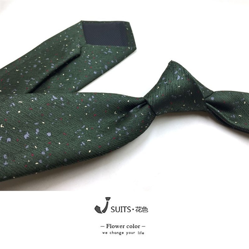 网红8Cm gentleman blue-green Vintage jacquard yarn dyed patt - 图2