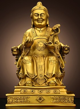 黄铜土地公土地婆神像福德正神供奉家I用土地爷爷奶奶财神摆件