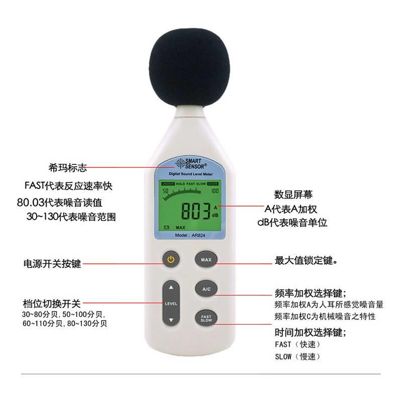 原装 824 高精度分贝仪 声级计 数字噪音计 噪音检测仪 - 图1