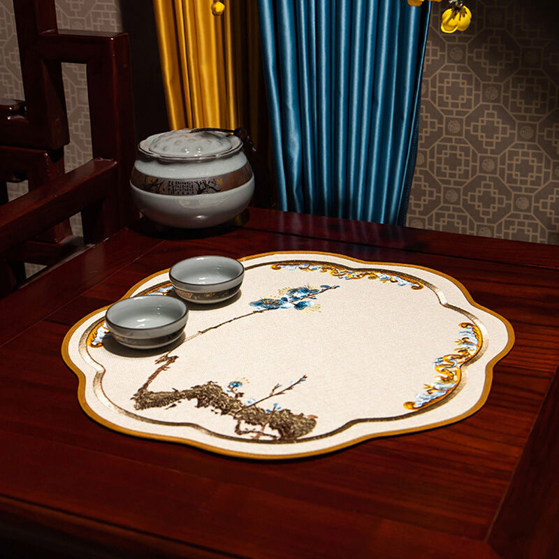 新。款 中式餐布垫中国风餐桌垫布艺餐垫隔热桌垫花瓶垫碗垫杯垫