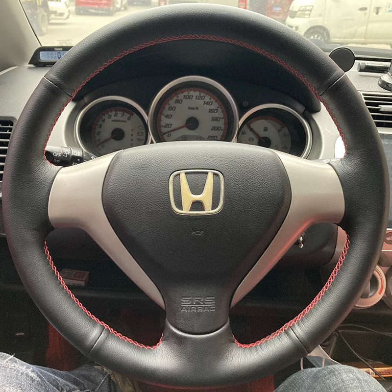 04-07款本田老飞度方向盘套真皮思迪理念S1把套手缝专车专用全包 - 图0
