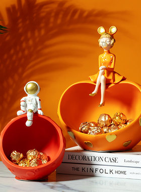 客厅轻奢泡泡女孩托盘放钥匙收纳摆件家居玄关电视酒柜桌面装饰品