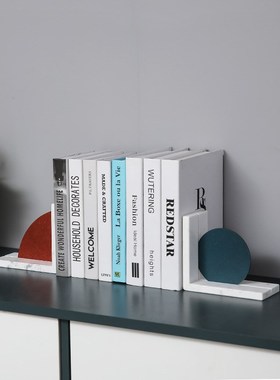 新中式轻奢大理石书立书架摆设样板房装饰品客厅书房酒柜桌面摆件