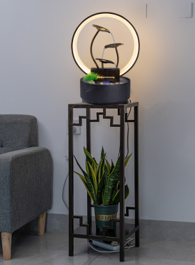 新中式落地流水摆件客厅沙发旁电视柜旁装饰水景鱼缸乔迁新居礼品