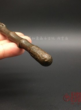 实心铜竹节金蝉壶叉摆件全铜竹叶知了铜把件铜器微雕茶艺茶宠