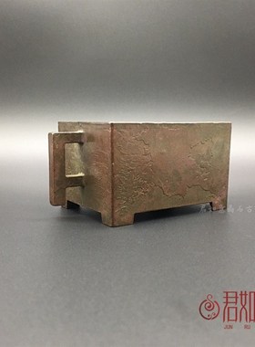 仿古包浆做旧工艺 全铜马槽香炉摆件铜方形宣德炉铜香炉熏香炉
