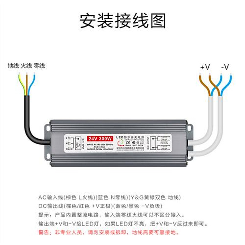 220V转12V24V变压器LED超薄防水电源20W40W50W60W80W250W300W400W - 图2