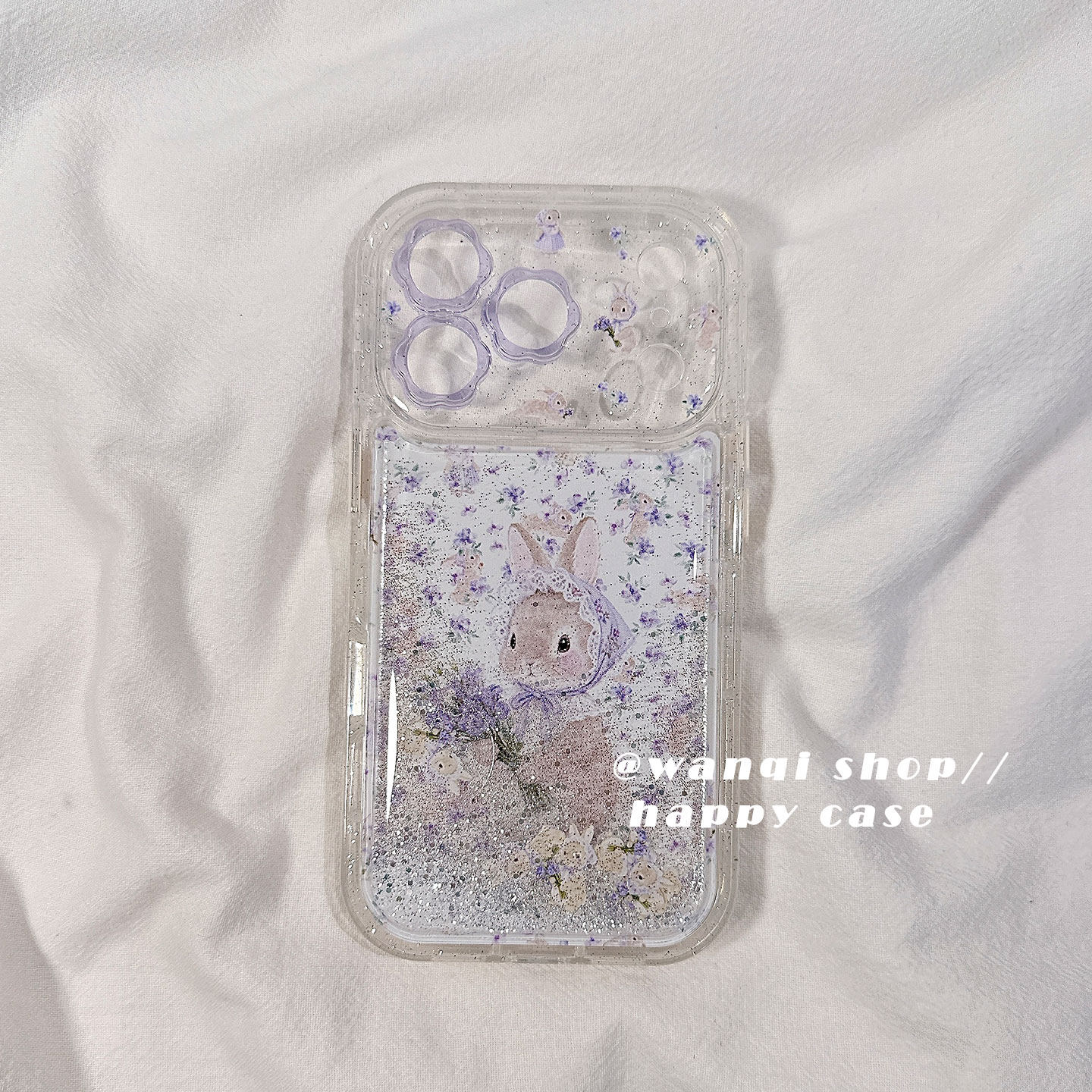 可爱流沙紫色碎花小兔子适用苹果17手机壳iphone16promax保护套13/14新款16Pro硅胶防摔15全包女软日韩卡通超,淘宝优惠券,粉丝福利购,淘宝优惠卷