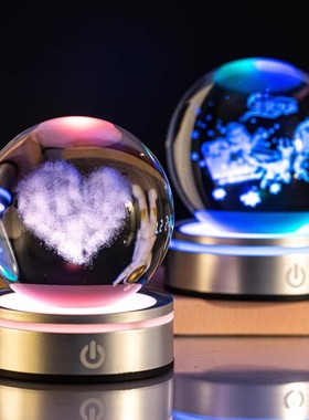 星空七彩水晶球小夜灯摆件氛围灯