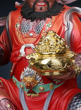 新品武财神爷赵公明神像摆件树脂五D路财神正财骑黑虎赵元帅神像