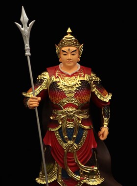 新品二郎a神杨戬树脂像二郎真君将军哮天犬16寸站佛像家用客厅桌
