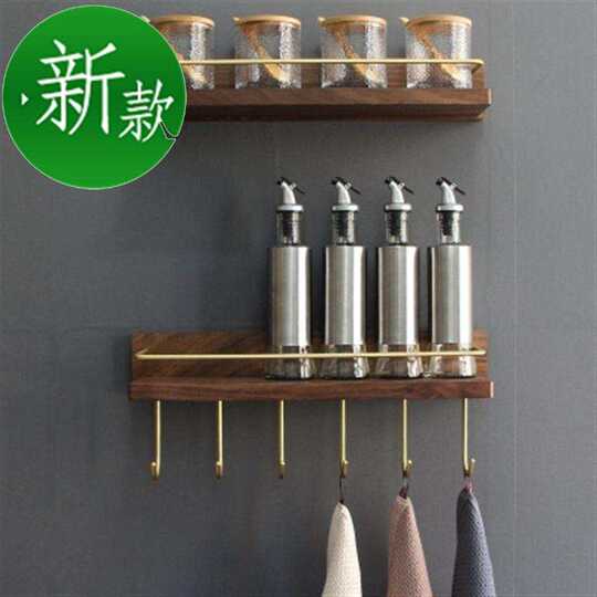 Extremely fast kitchen seasoning o bottle storage rack solid wood punch-free multi-functional wall hanging rack seasoning W can kitchen utensils hook collection