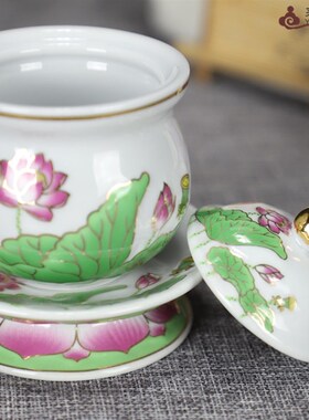 极速桌面绿色佛堂莲花圣水杯w供水杯供佛杯净水杯浮雕大悲水佛具