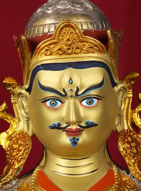 新品莲花生大f士佛像古色鎏金银莲花生大师佛像密宗家供奉莲师像7