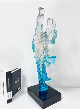 现代简约透明抽象创意树脂摆件酒店售楼处展厅会所玄关桌面装饰品