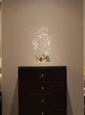 原创玄关新中式招财摆件客厅酒店大堂公司前台办公室透明树脂雕塑