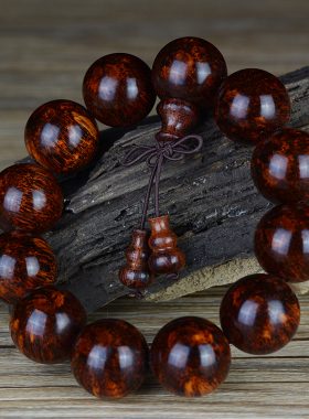 极速越南藤香木黄花梨烟花纹山水纹E手串佛珠手链文玩饰品似海南