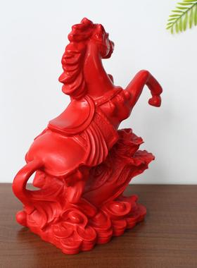 朱砂家居客厅摆件马上发财公司前台办公室装饰摆设红色马百财白菜