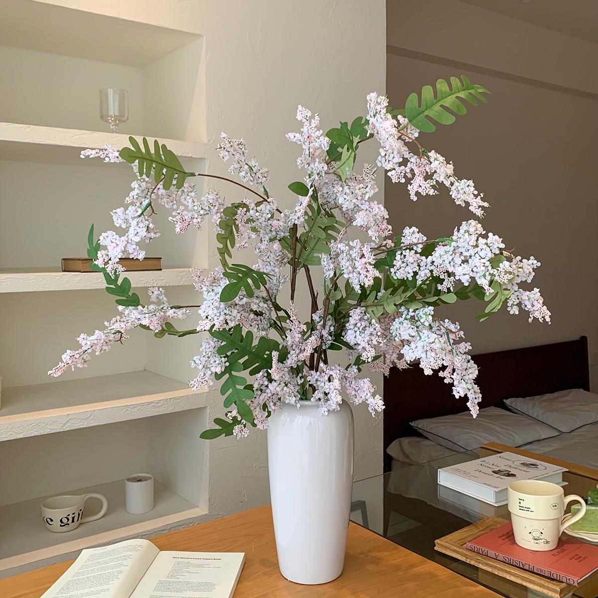 槐蕊仿真花高级感逼真假花装饰陶瓷水培花瓶摆件客厅插花干花花束 - 图0