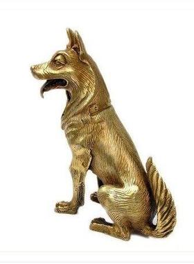 铜狗摆件 纯铜坐狼狗招财十二生肖金钱狗门口摆放客厅彷真狗大号