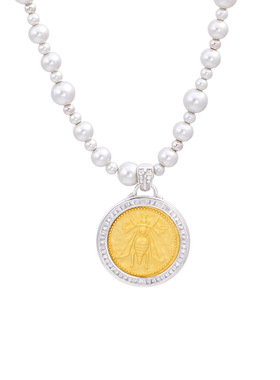 中古风纯银珍珠古币项链女2025年