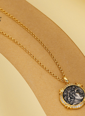 RoseOne新款纯银太阳神古币项链