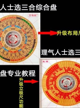 李居明水晶全自i动小罗盘三元三合综合八卦家用高精度立极尺布局