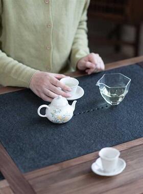 阳台组合茶桌新中式茶台烧水壶台黑胡桃实木火烧石一体茶室茶案