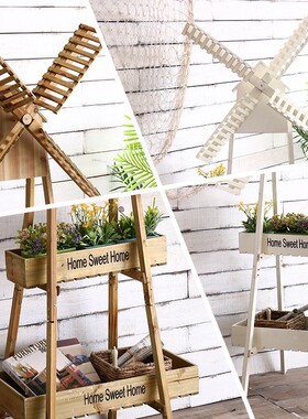 风车爬藤架风景区造景花架户外庭院防腐木架子白色风车茉莉装饰花