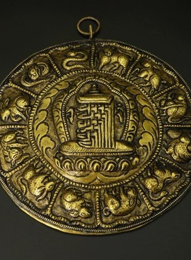 尼泊尔十二生肖i铜牌门头九宫八卦十字金刚杵十相自在大鹏金翅鸟