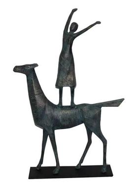 现代中式复古铸铝工艺摆件客厅家居书房玄关样板房小样雕塑订购