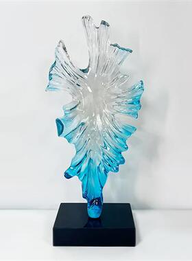 现代简约透明抽象创意树脂摆件酒店售楼处展厅会所玄关桌面装饰品