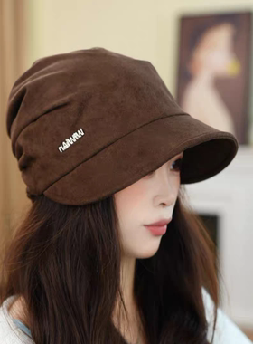 秋冬保暖麂皮绒堆堆渔夫帽女