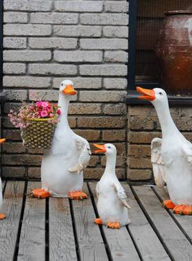 花园装饰庭院户外真鸭子花盆摆件园林景观雕塑阳台院子布置造景