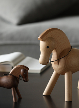 巷子戏法  木雕木偶经典摆件大马小马吉祥客厅书房装饰品创意